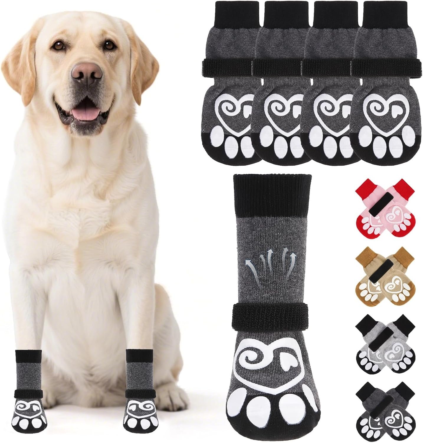 KOOLTAIL Dog Socks for Hot/Cold Pavement to Prevent Licking Paws,Dog Boots&Paw Protector for Hardwood Floors Anti Slip,Traction Control Booties for Small Medium Large Senior Dogs