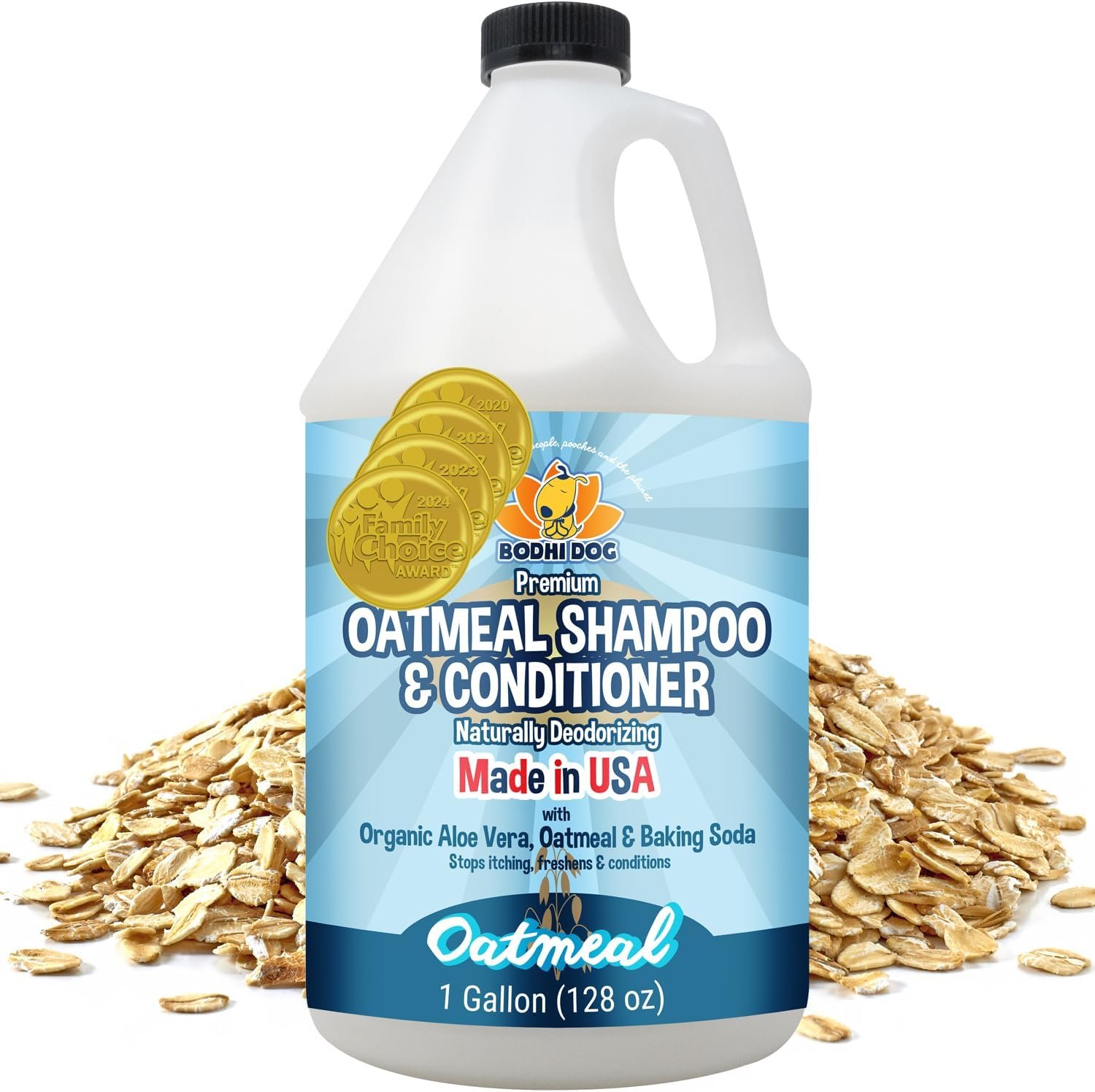 Bodhi Dog Organic Oatmeal Dog Shampoo & Conditioner – Hypoallergenic Formula – Naturally Deodorize Dogs, Cats & Pets – Moisturizes Dry, Itchy & Sensitive Skin – Made in USA (1 Gallon)