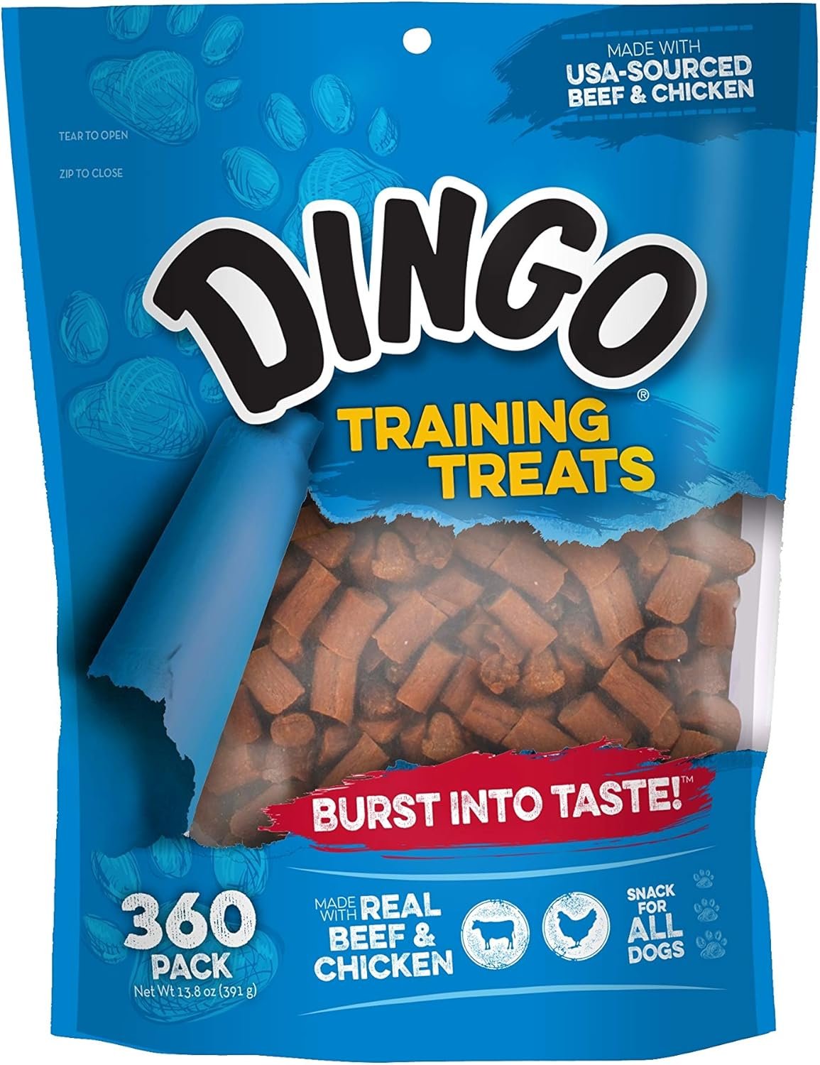 Dingo Soft and Chewy Training Dog Treats Made with Real Beef and Chicken for Small, Medium, and Large Dogs 360-Count