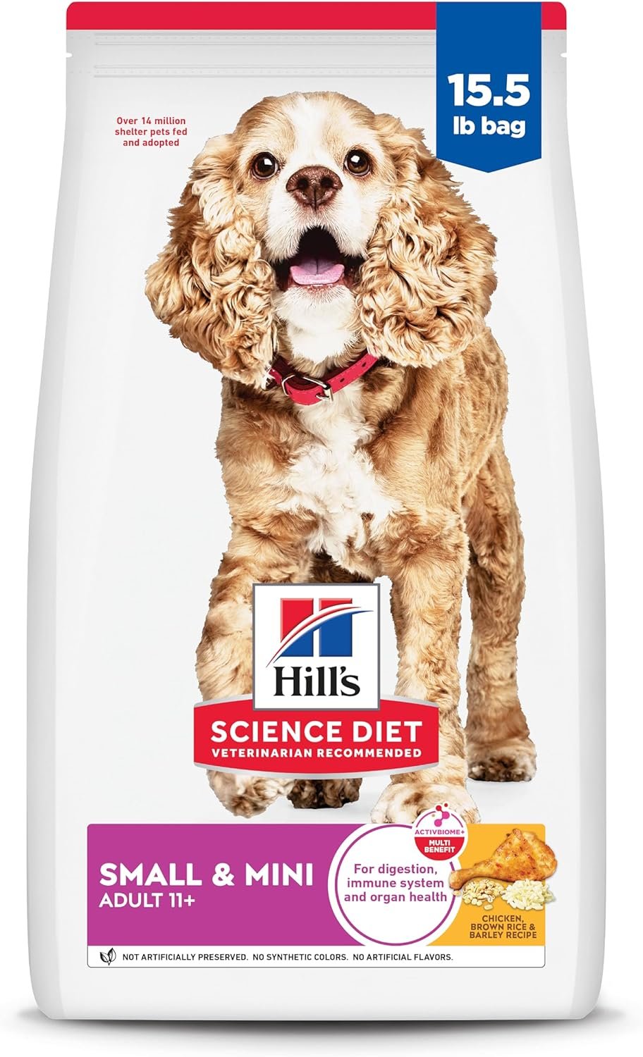 Hill’s Science Diet Small & Mini, Senior Adult 11+, Small & Mini Breeds Senior Premium Nutrition, Dry Dog Food, Chicken, Brown Rice & Barley, 15.5 lb Bag