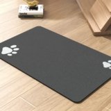 Pet Feeding Mat-Absorbent Dog Mat for Food and Water Bowl-No Stains Quick Dry Dispenser Mat-Dog Accessories Pet Supplies-Water Bowl for Messy Drinkers（Darkgrey,12″x19″